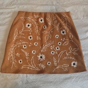 Embroidered Floral Tan Skirt